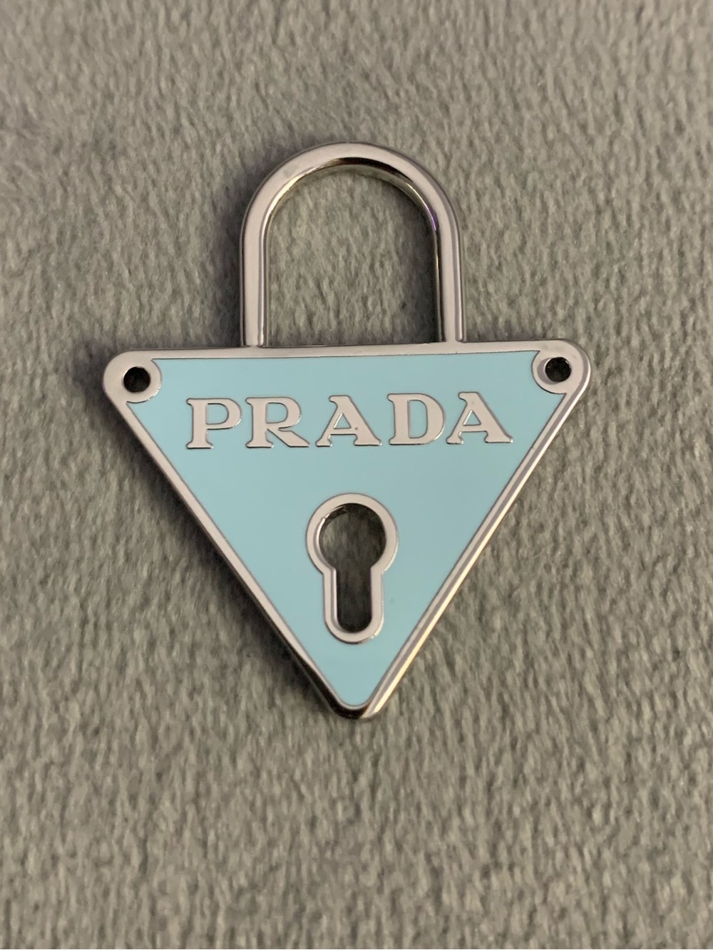Chic Blue Enamel Triangle Lock Charm with Silver Hardware